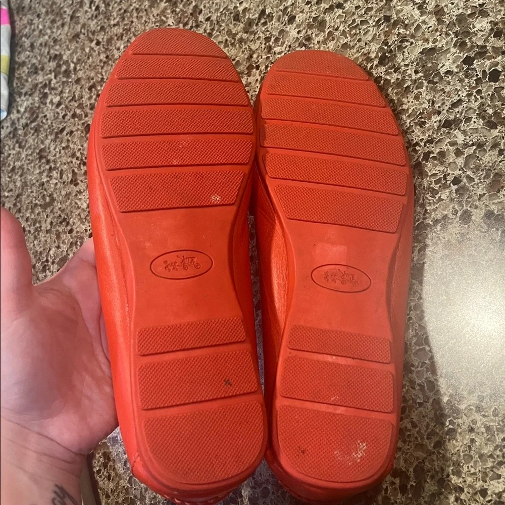 Vintage Orange Coach Leather Flat Loafers - Picture 4 of 5